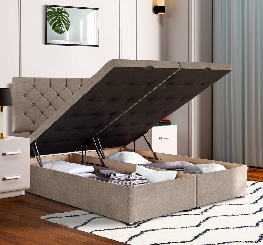 Chesterfield Left Open Ottoman Bed with storage Chesterfield Luxury Ottoman Bed Uplift Storage - Image 1