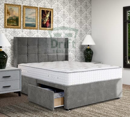 Royal Wing Divan Bed with Luxury Cube Pattern