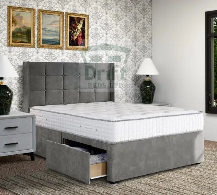 Royal Wing Divan Bed with Luxury Cube Pattern