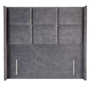 Premium Fabric Raven Upholstered Headboard with Distinct Grid Panel