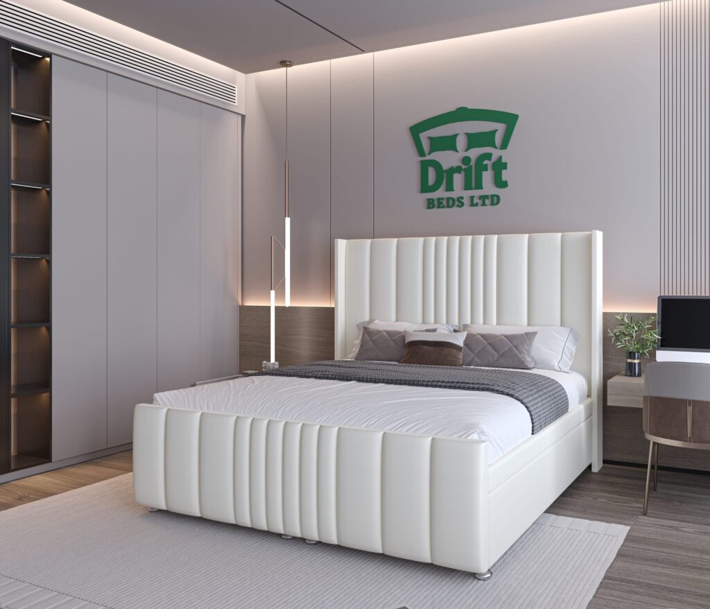 Rome Wing Ottoman Bed Set in Cream Velvet - Image 3