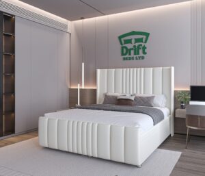 Rome Wing Ottoman Bed Set in Cream Velvet - Image 3