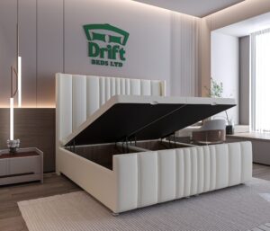 Rome Wing Ottoman Bed Set in Cream Velvet