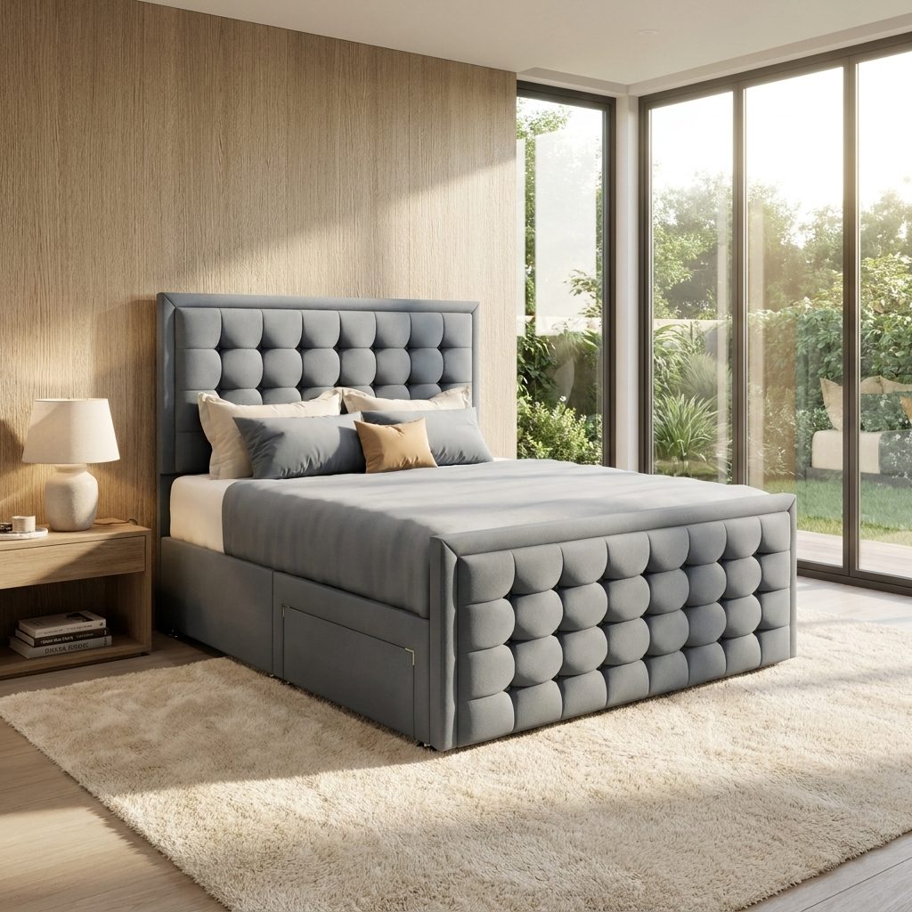 Arlington bed with geometric tufted panel design – Drift Beds