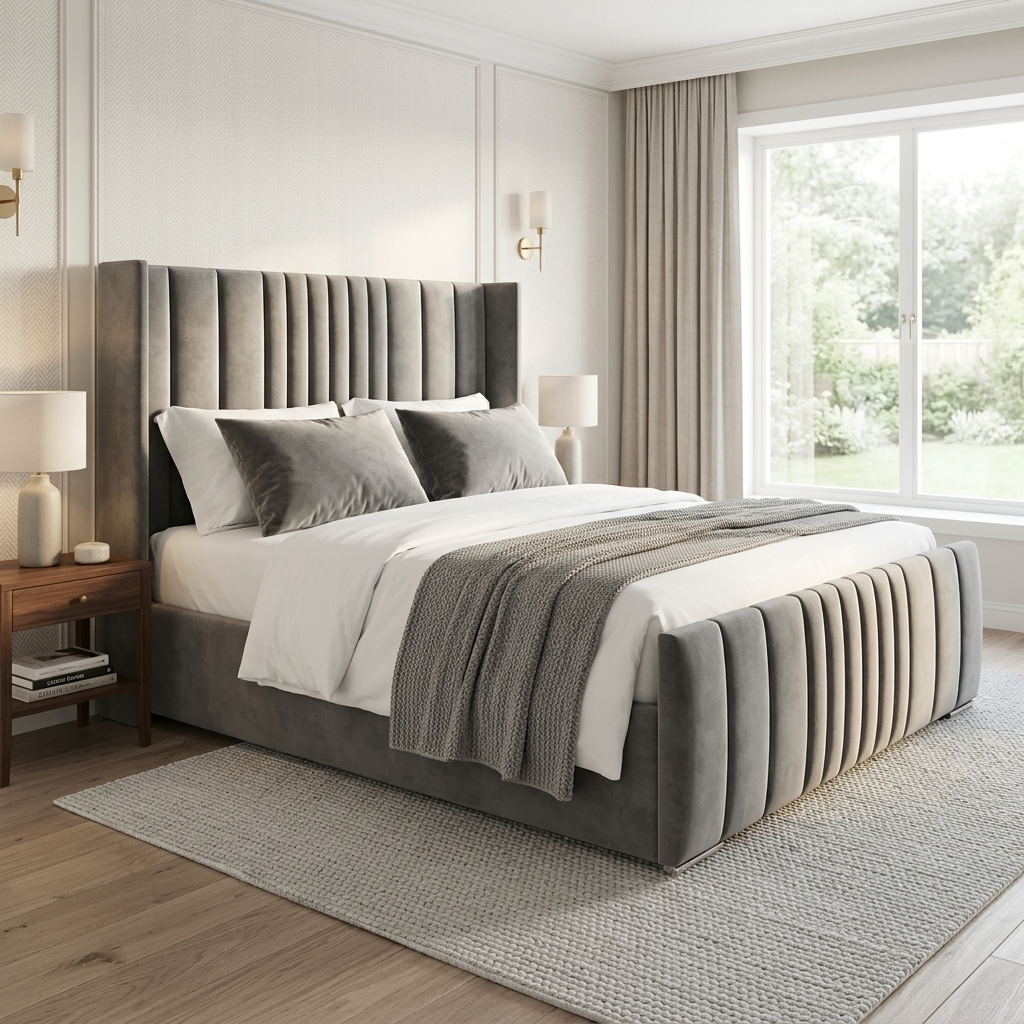 Chicago bed with tall winged channel headboard – Drift Beds