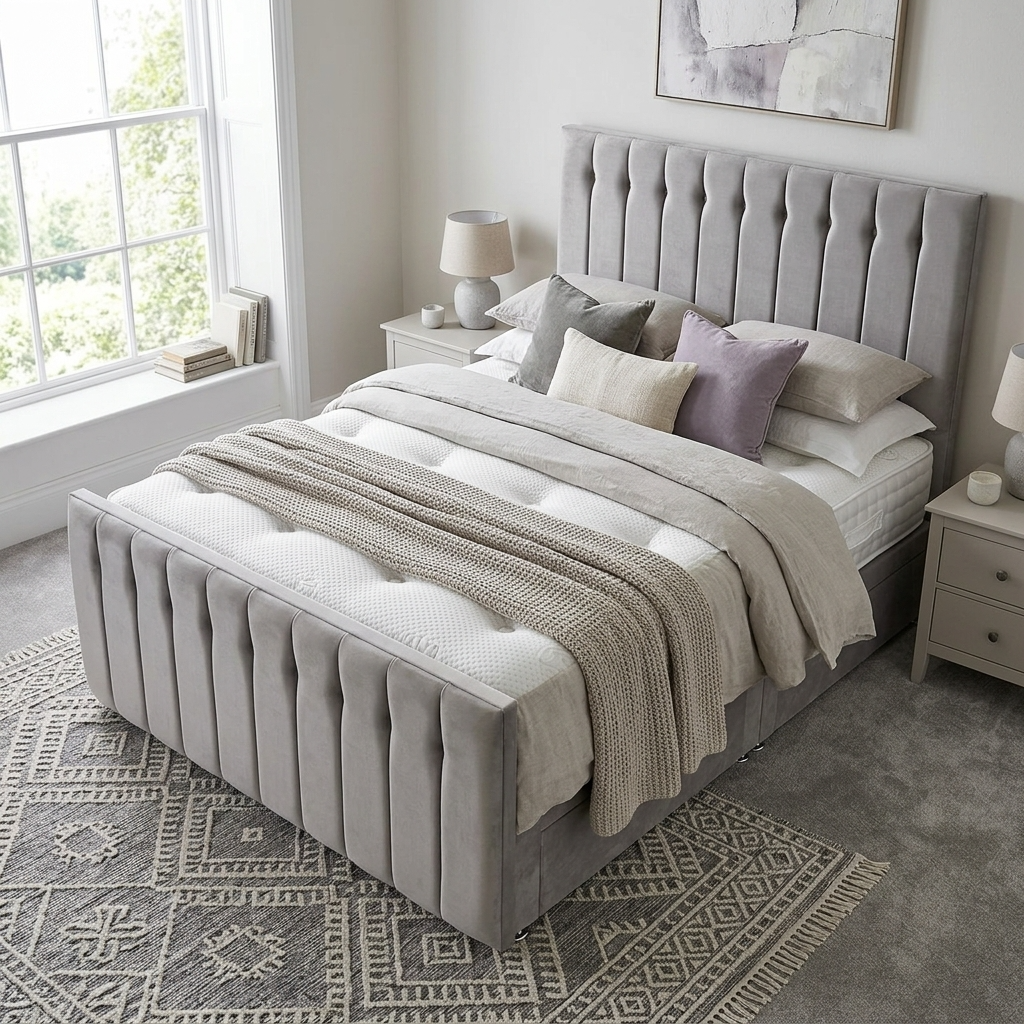 Manhattan bed with upholstered panel headboard and footboard – Drift Beds